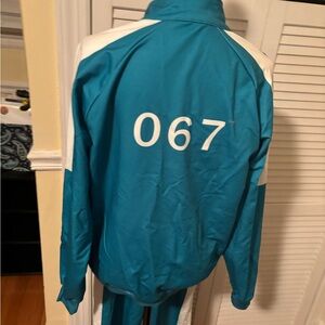 Men's Teal and White Windbreaker Jacket